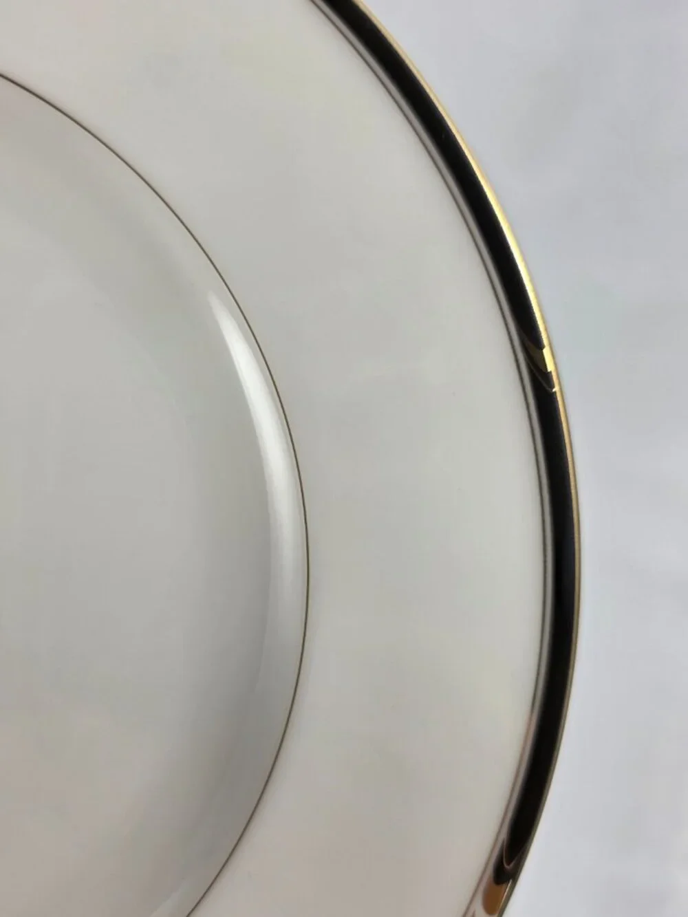 ONE Mikasa Academy Bone China Salad Plate White with Black & Gold Band NEW